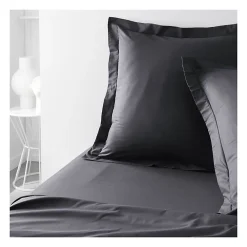 Taie d'oreiller TODAY Essential - 63 x 63+5 cm - 100% Coton uni - Fusain><noscript><img width=