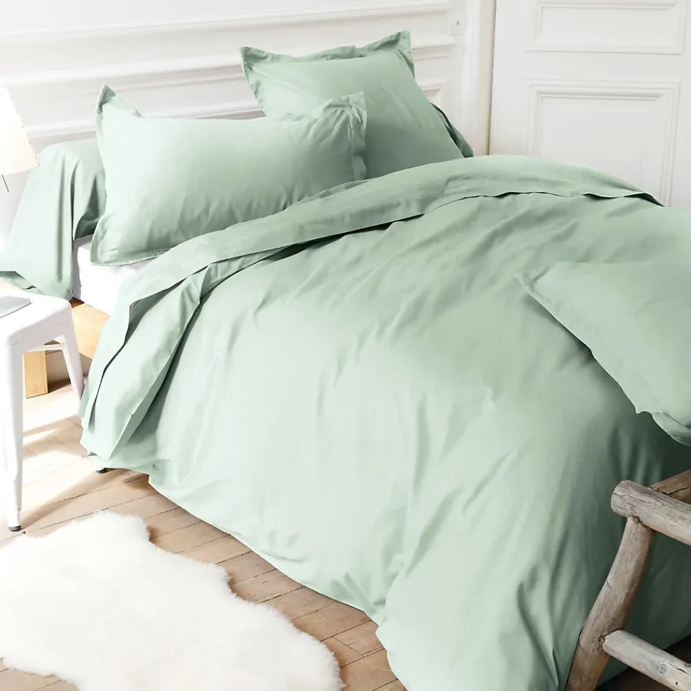 Linnea Taie d'oreiller uni 80x50 cm coton ALTO vert fleur d'amandier* Taie D'Oreiller