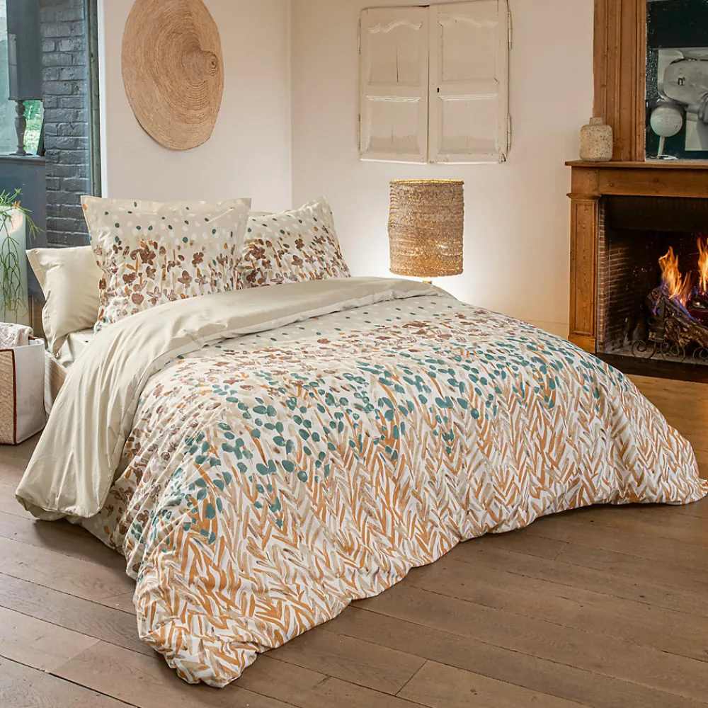 Taie d'oreiller uni 65x65 cm en coton ÉVASION pêche écru>Linnea Sale