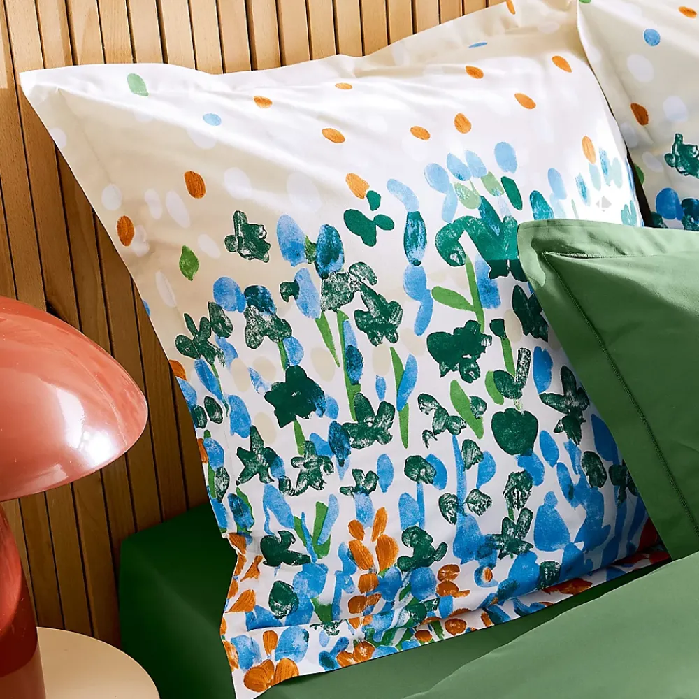 Linnea Taie d'oreiller uni 65x65 cm en coton ÉVASION Blanc vert* Taie D'Oreiller