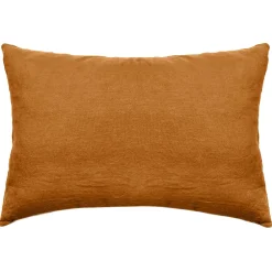 Taie d'oreiller uni 50x70 cm lin lavé froissé SONATE orange Terracotta>Linnea Sale