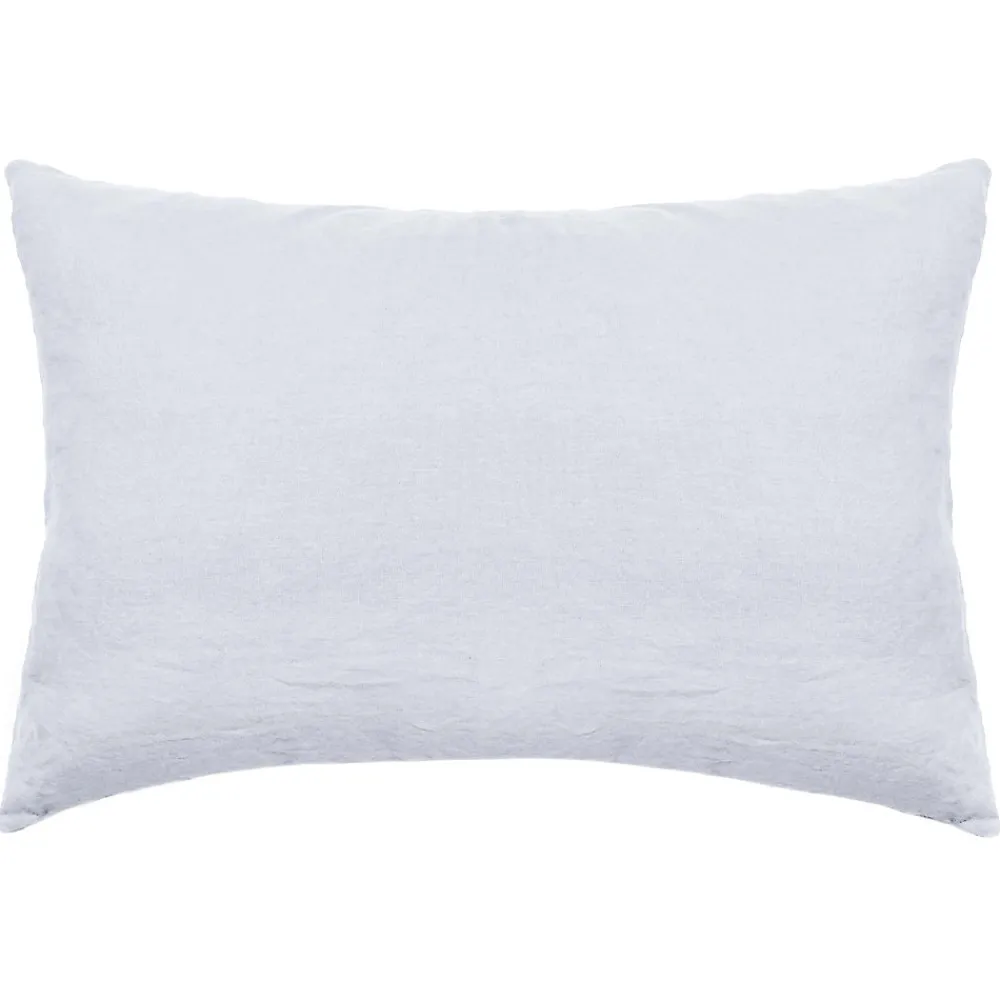 Taie d'oreiller uni 50x70 cm lin lavé froissé SONATE blanc Neige>Linnea Hot