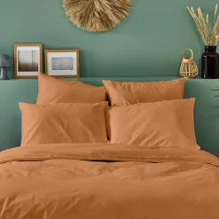 Taie d'oreiller unie 65x65cm PERCALE TERRACOTTA>Bleu Calin Sale