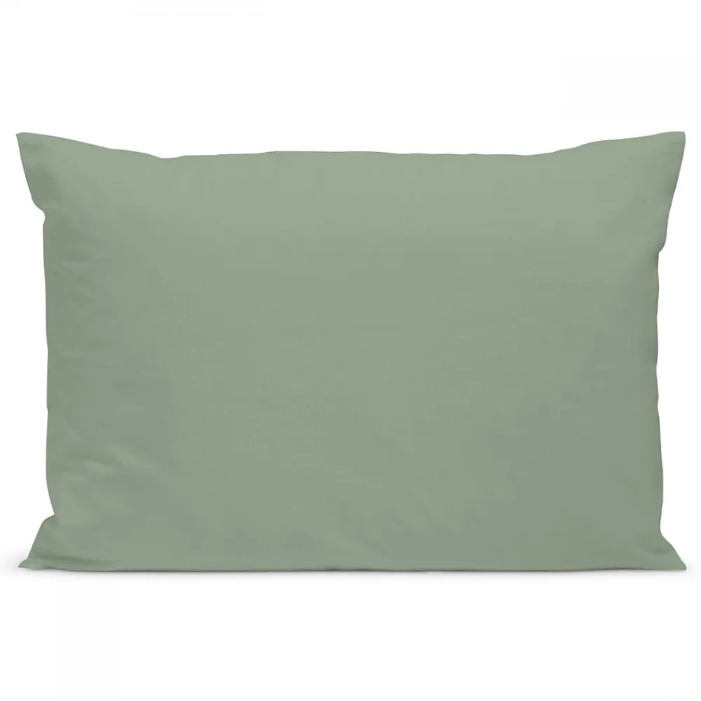 Bleu Calin Taie d'oreiller unie 50x75cm PERCALE SAUGE* Taie D'Oreiller