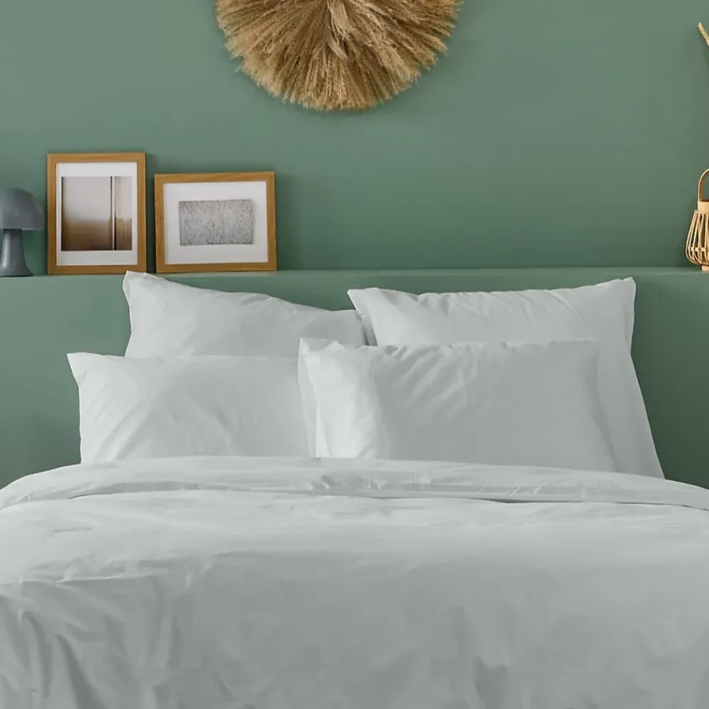 Bleu Calin Taie d'oreiller unie 65x65cm PERCALE GRIS CLAIR* Taie D'Oreiller