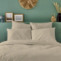 Bleu Calin Taie d'oreiller unie 65x65cm PERCALE LIN* Taie D'Oreiller