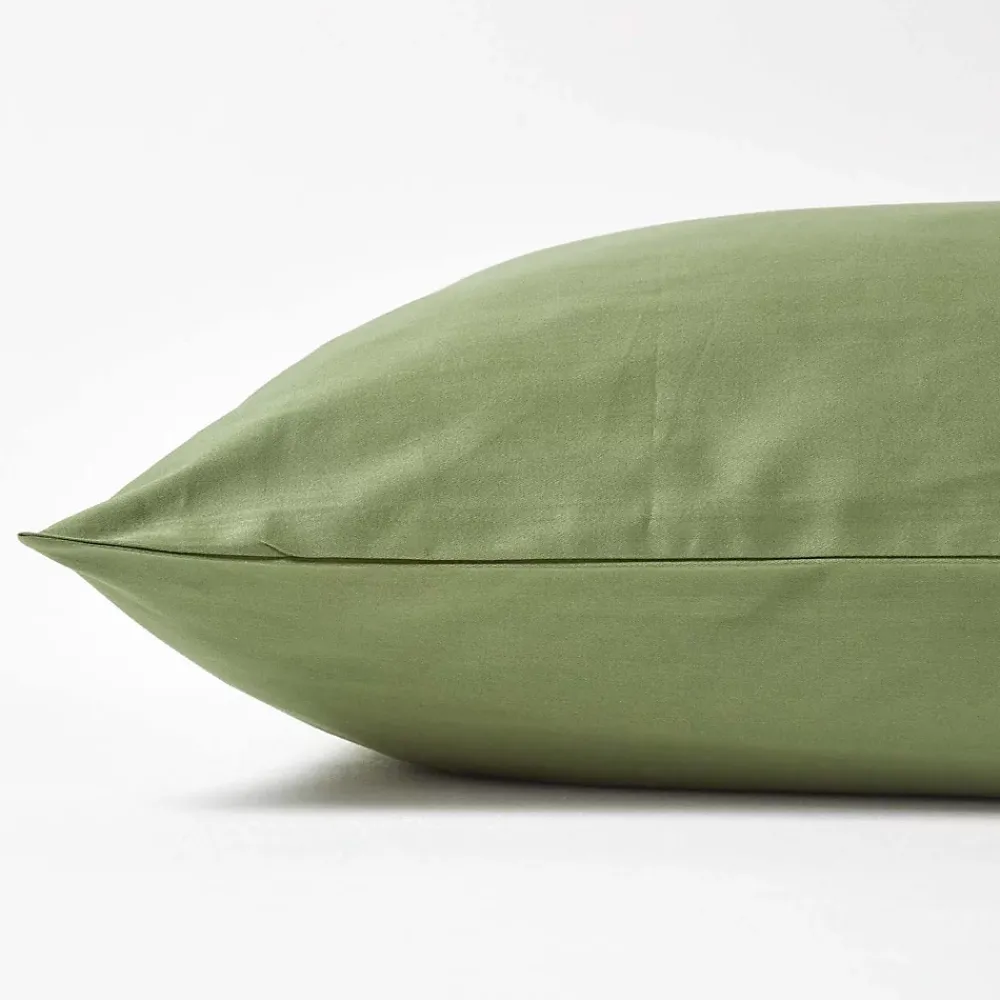 Homescapes Taie d'oreiller vert mousse en coton égyptien bio 400 fils, 40x40 cm -* Taie D'Oreiller
