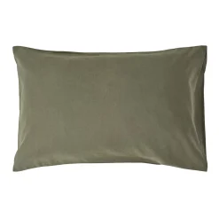 Homescapes Taie d'oreiller vert mousse en lin lavé, 50x75 cm -* Taie D'Oreiller