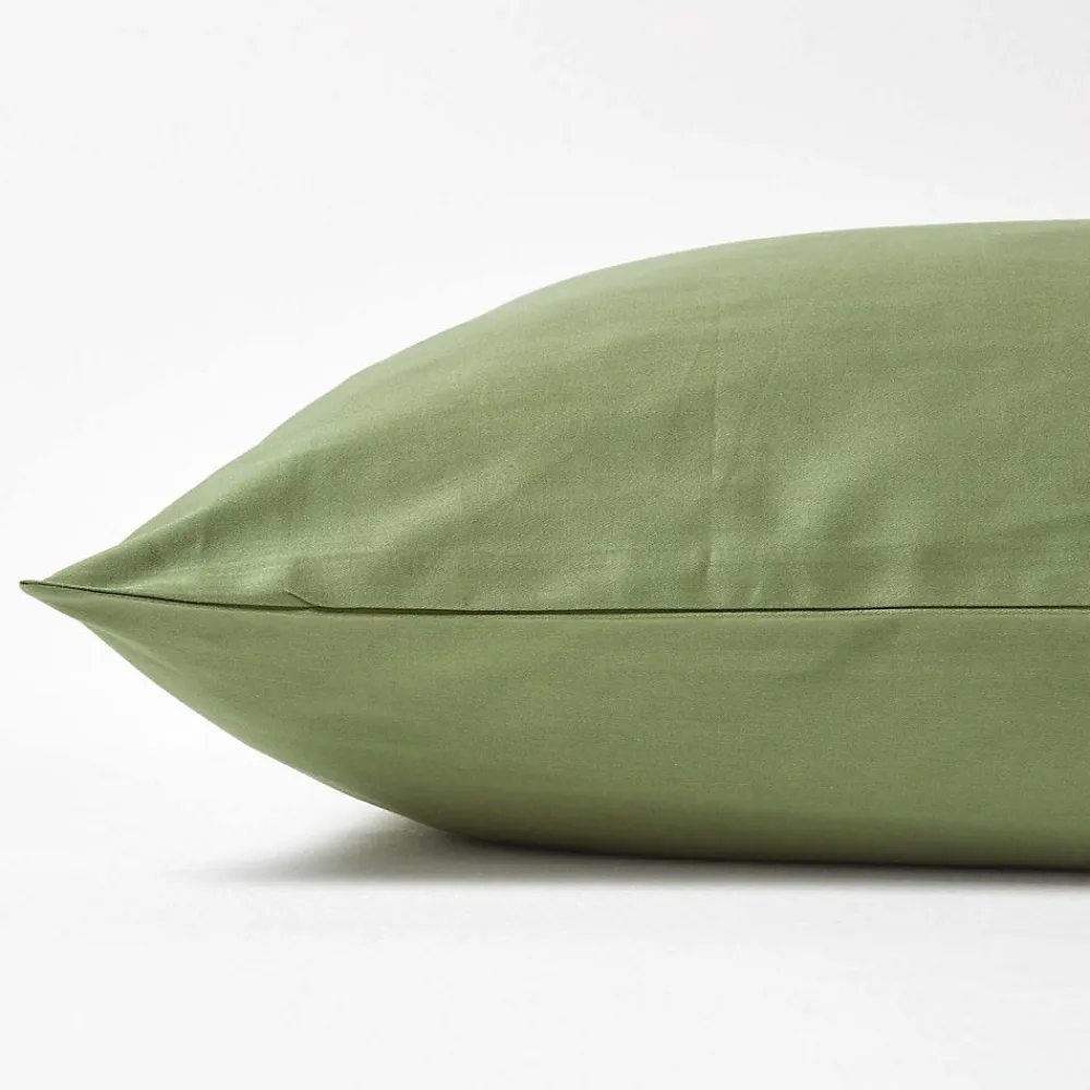 Taie d'oreiller vert mousse en coton égyptien bio 400 fils, 60x60 cm ->Homescapes Hot