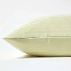 Taie d'oreiller vert sauge satin rayé en coton égyptien 330 fils, 40x40 cm ->Homescapes Clearance