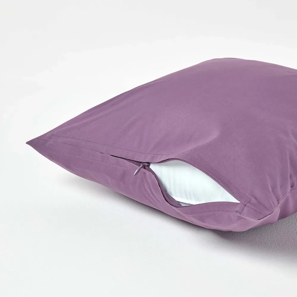 Homescapes Taie d'oreiller violet 100% coton égyptien 200 fils, 40x40 cm -* Taie D'Oreiller