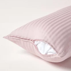 Taie d'oreiller violet satin rayé en coton égyptien 330 fils, 40x80 cm -><noscript><img width=