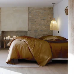 Linnea Taie d'oreiller volants plats 50x70 cm percale MANOIR marron Cognac* Taie D'Oreiller