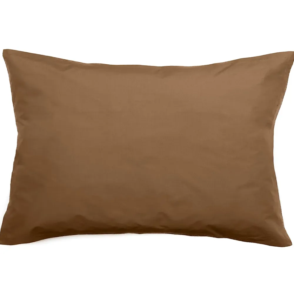 Linnea Taie d'oreiller volants plats 50x70 cm percale MANOIR marron Cognac* Taie D'Oreiller
