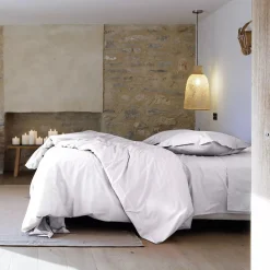 Taie d'oreiller volants plats 65x65 cm percale MANOIR gris Perle>Linnea New