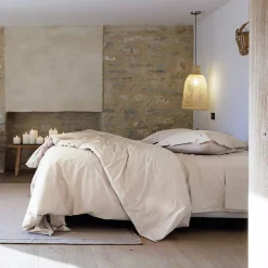 Taie d'oreiller volants plats 50x70 cm percale MANOIR beige Lin>Linnea Hot