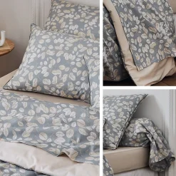 Linnea Taie d'oreiller 65x65 cm en 100% percale de coton LISON gris* Taie D'Oreiller