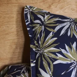 Taie d'oreiller 65x65 cm en 100% percale de coton EVERLY bleu encre><noscript><img width=