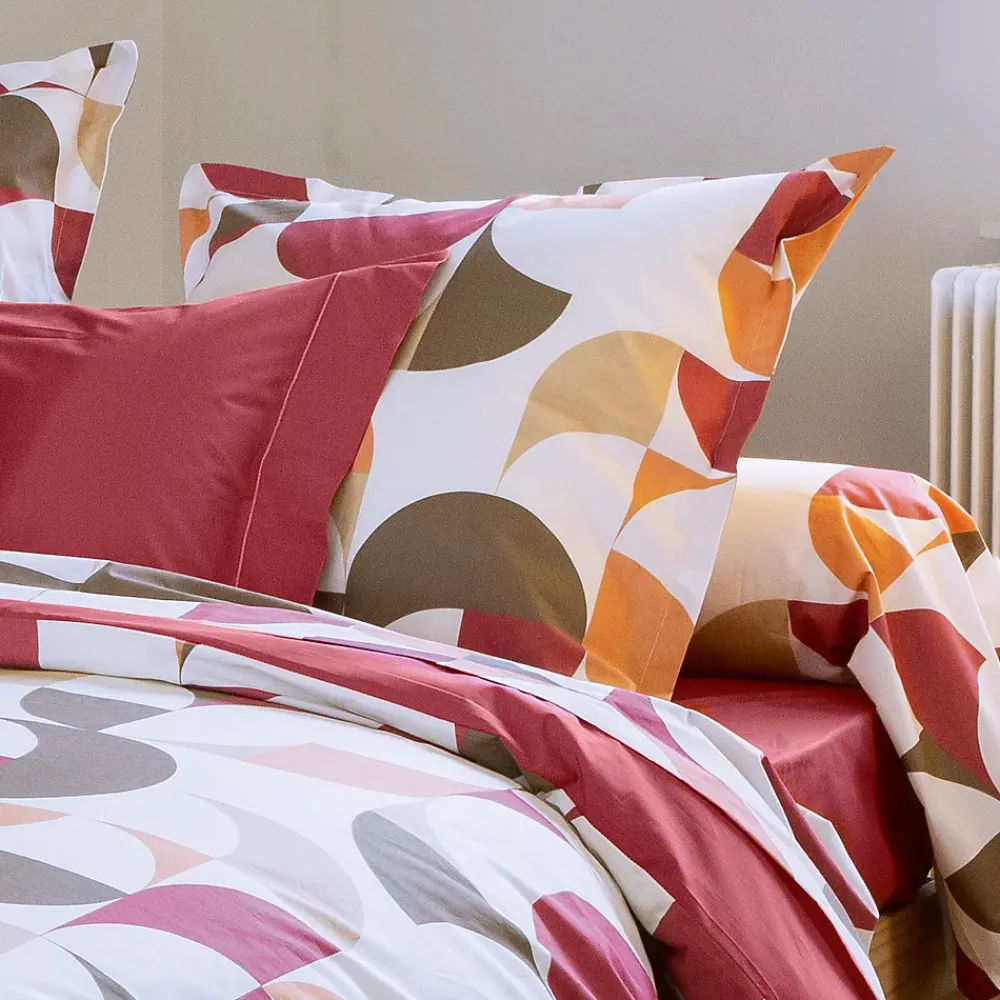 Linnea Taie d'oreiller 65x65 cm en 100% percale de coton MODULO blanc acajou* Taie D'Oreiller