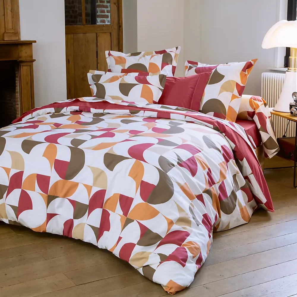 Linnea Taie d'oreiller 65x65 cm en 100% percale de coton MODULO blanc acajou* Taie D'Oreiller