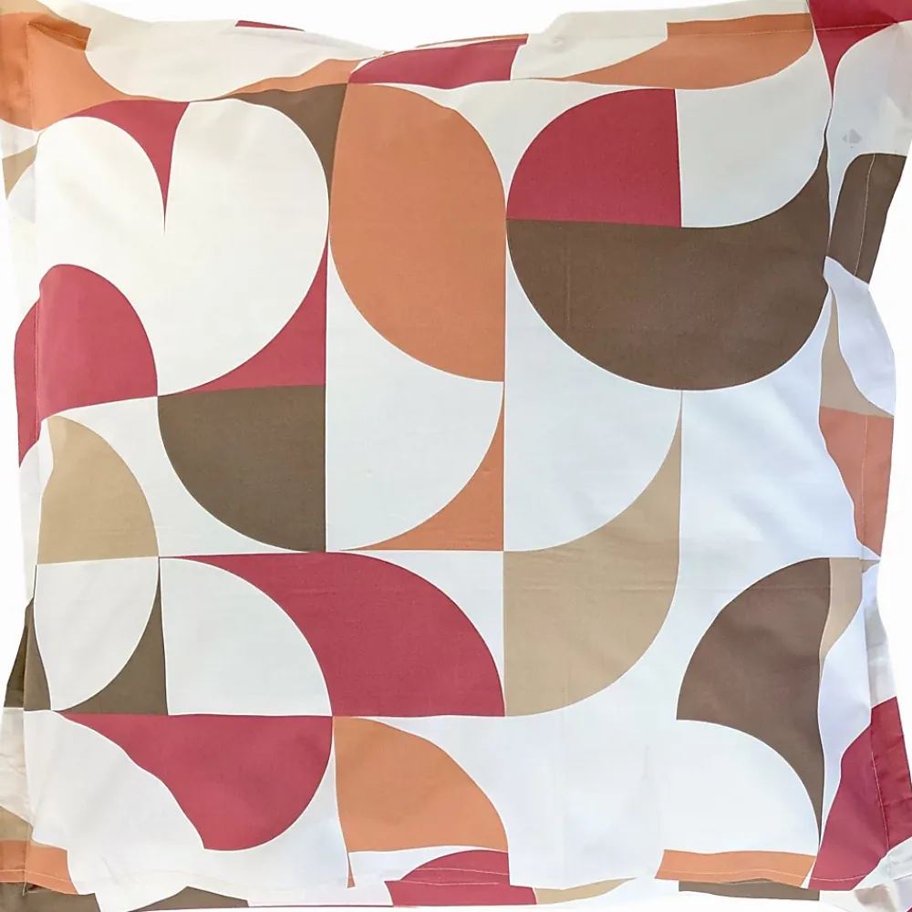 Linnea Taie d'oreiller 65x65 cm en 100% percale de coton MODULO blanc acajou* Taie D'Oreiller