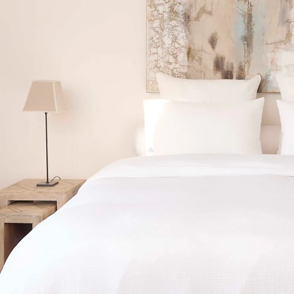 Taie d'oreiller 65x65 cm en double gaze de coton CASSIS Blanc>Linnea Sale