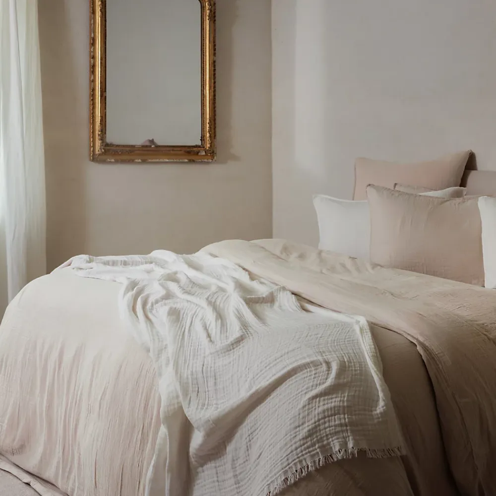 Linnea Taie d'oreiller 65x65 cm mousseline de coton MILOS beige naturel* Taie D'Oreiller