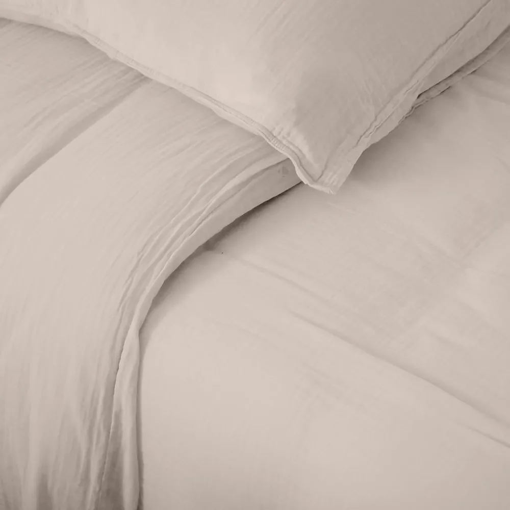 Linnea Taie d'oreiller 65x65 cm mousseline de coton MILOS beige naturel* Taie D'Oreiller