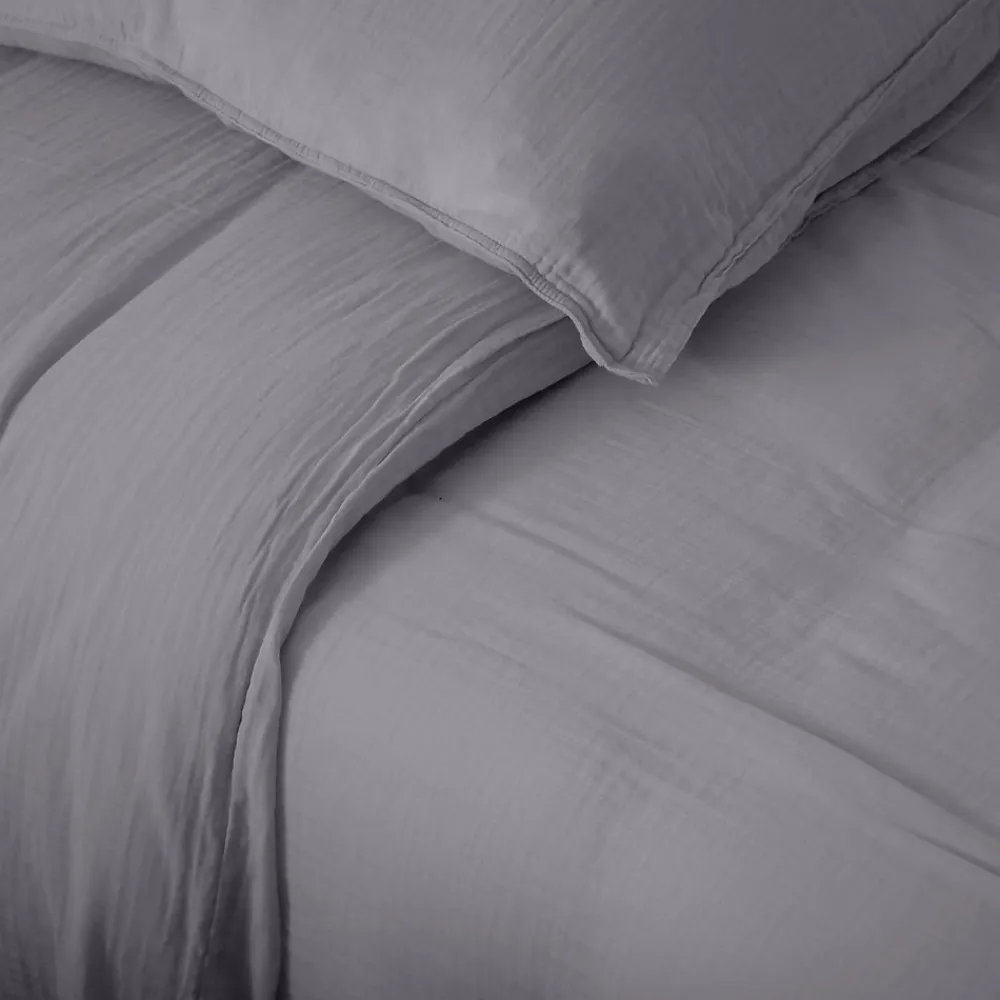 Taie d'oreiller 65x65 cm mousseline de coton MILOS gris cendre>Linnea Hot