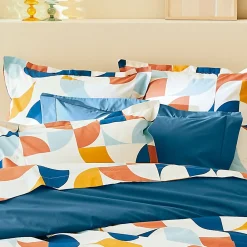 Taie d'oreiller 65x65 cm percale de coton MODULO bleu cobalt><noscript><img width=