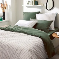 Taie d'oreiller 65x65 cm percale coton GABY vert Kaki>Linnea Discount