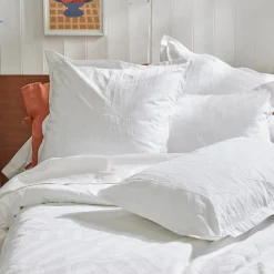 Taie d'oreiller 65x65 cm percale lavée ABSTRAIT Blanc><noscript><img width=