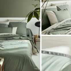 Taie d'oreiller 50x70 cm percale coton NOA vert Kaki><noscript><img width=