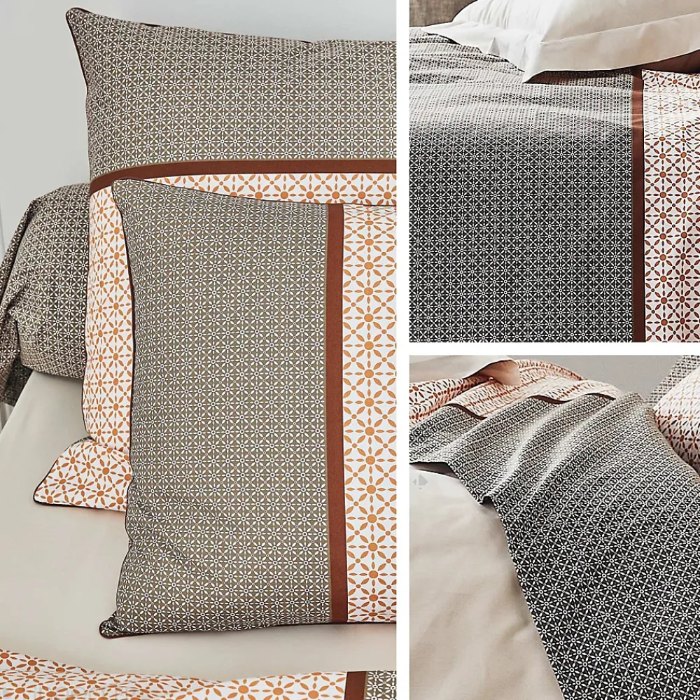 Linnea Taie d'oreiller 50x70 cm percale coton longues fibres GABIN marron* Taie D'Oreiller