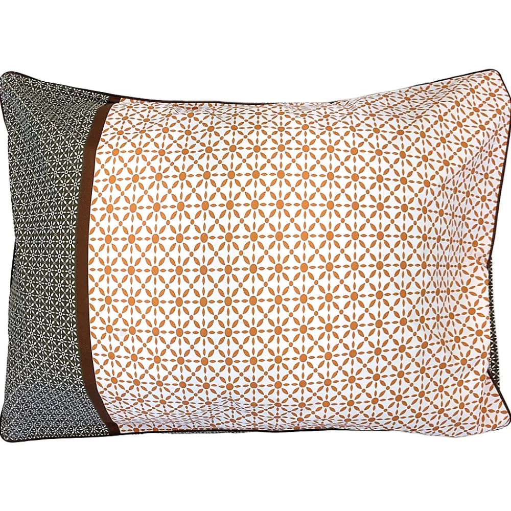 Linnea Taie d'oreiller 50x70 cm percale coton longues fibres GABIN marron* Taie D'Oreiller