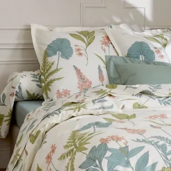 Taie d'oreiller 65x65 cm percale coton FÉÉRIE Blanc sauge><noscript><img width=