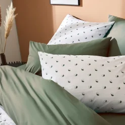 Linnea Taie d'oreiller 70x50 cm percale coton ALEX vert Kaki* Taie D'Oreiller