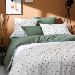 Linnea Taie d'oreiller 70x50 cm percale coton ALEX vert Kaki* Taie D'Oreiller