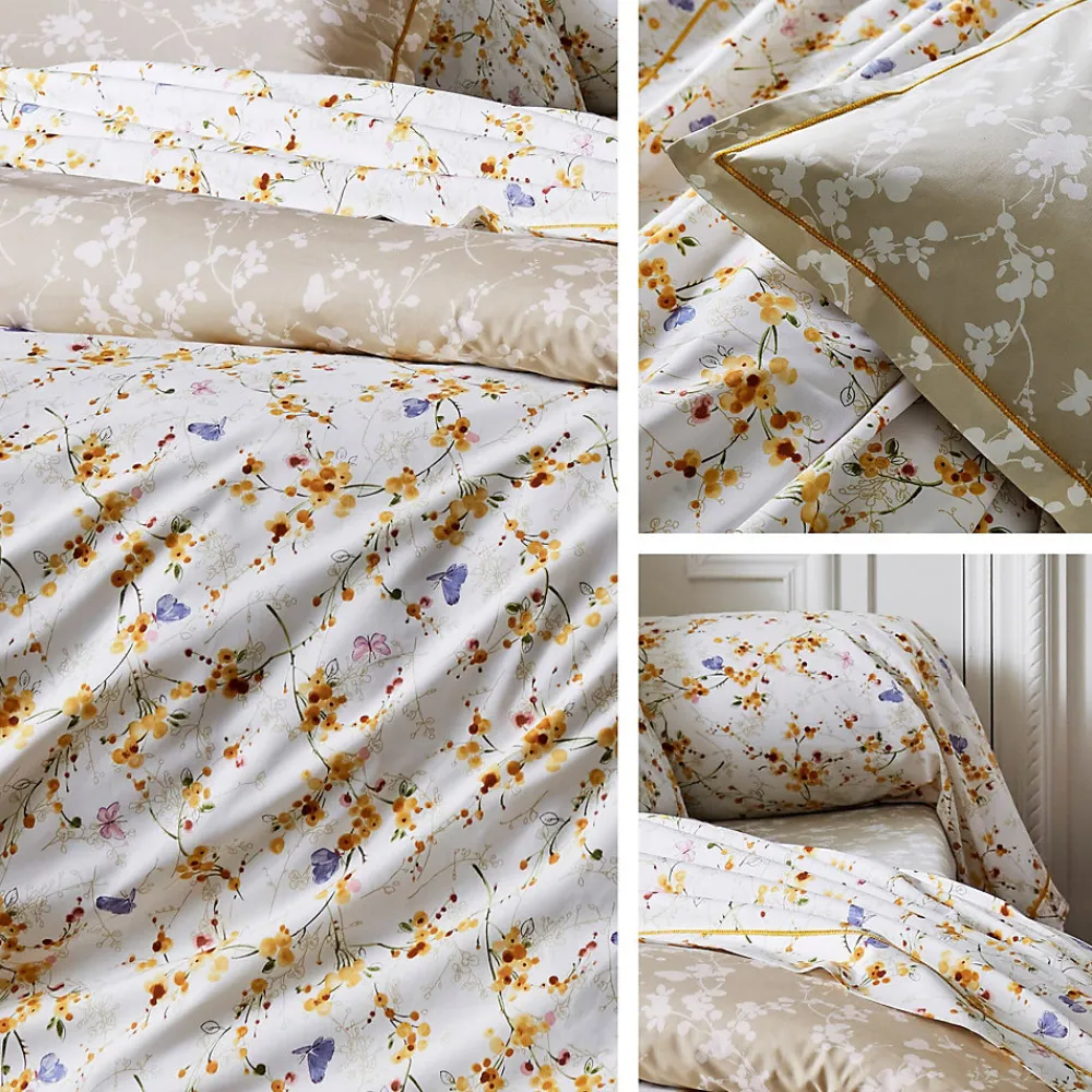 Taie d'oreiller 70x50 cm percale coton BEL AMOUR jaune>Linnea Online