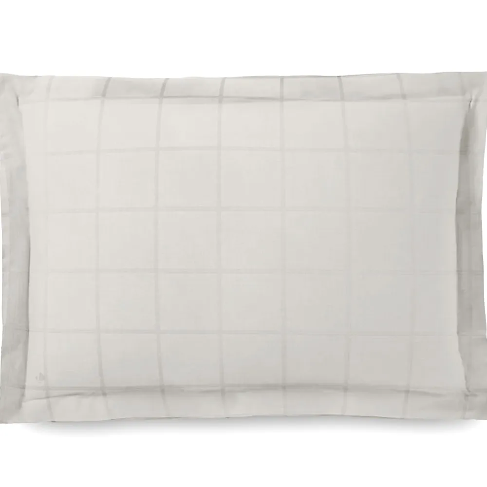 Linnea Taie d'oreiller 50x70 cm satin CONCERTO carreaux beige Craie* Taie D'Oreiller