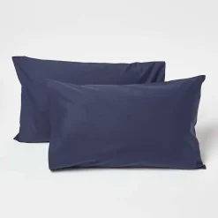 Homescapes Taies d'oreiller enfant bleu marine 100% coton égyptien 200 fils, 40x60 cm, lot de 2 -* Taie D'Oreiller