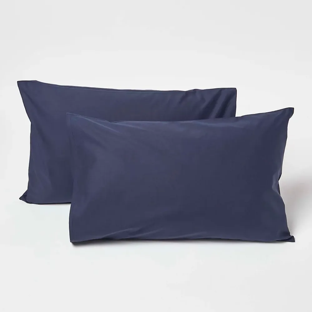 Homescapes Taies d'oreiller enfant bleu marine 100% coton égyptien 200 fils, 40x60 cm, lot de 2 -* Taie D'Oreiller
