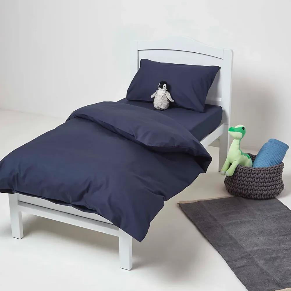 Homescapes Taies d'oreiller enfant bleu marine 100% coton égyptien 200 fils, 40x60 cm, lot de 2 -* Taie D'Oreiller