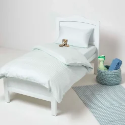 Homescapes Taies d'oreiller enfant bleu satin rayé en coton égyptien 330 fils, 40x60 cm, lot de 2 -* Taie D'Oreiller