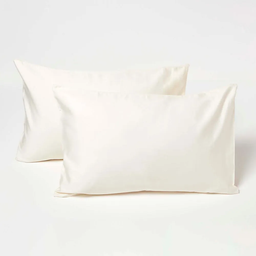 Taies d'oreiller enfant ivoire en coton égyptien bio 400 fils, 40x60 cm, lot de 2 ->Homescapes Hot