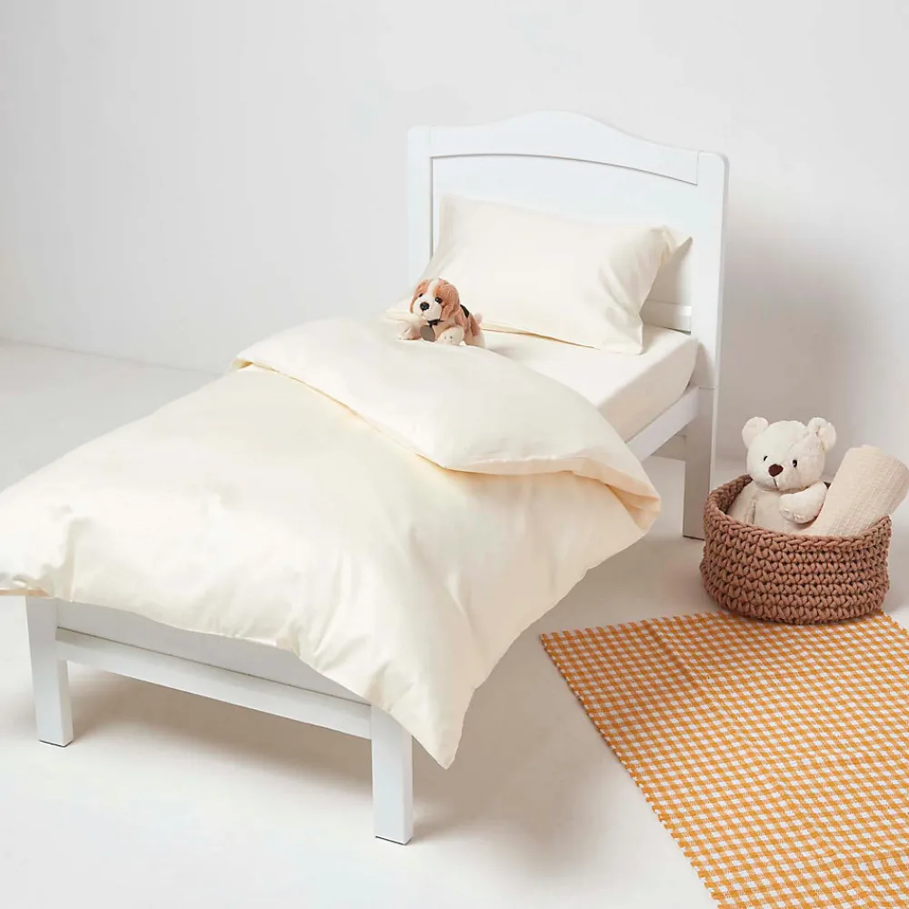 Taies d'oreiller enfant ivoire en coton égyptien bio 400 fils, 40x60 cm, lot de 2 ->Homescapes Hot