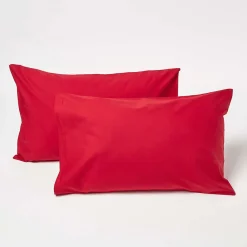 Taies d'oreiller enfant rouge 100% coton égyptien 200 fils, 40x60 cm, lot de 2 ->Homescapes Discount