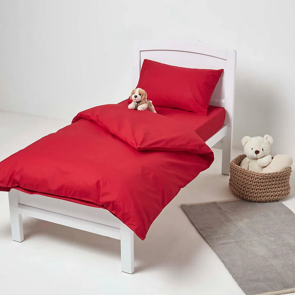 Taies d'oreiller enfant rouge 100% coton égyptien 200 fils, 40x60 cm, lot de 2 ->Homescapes Discount