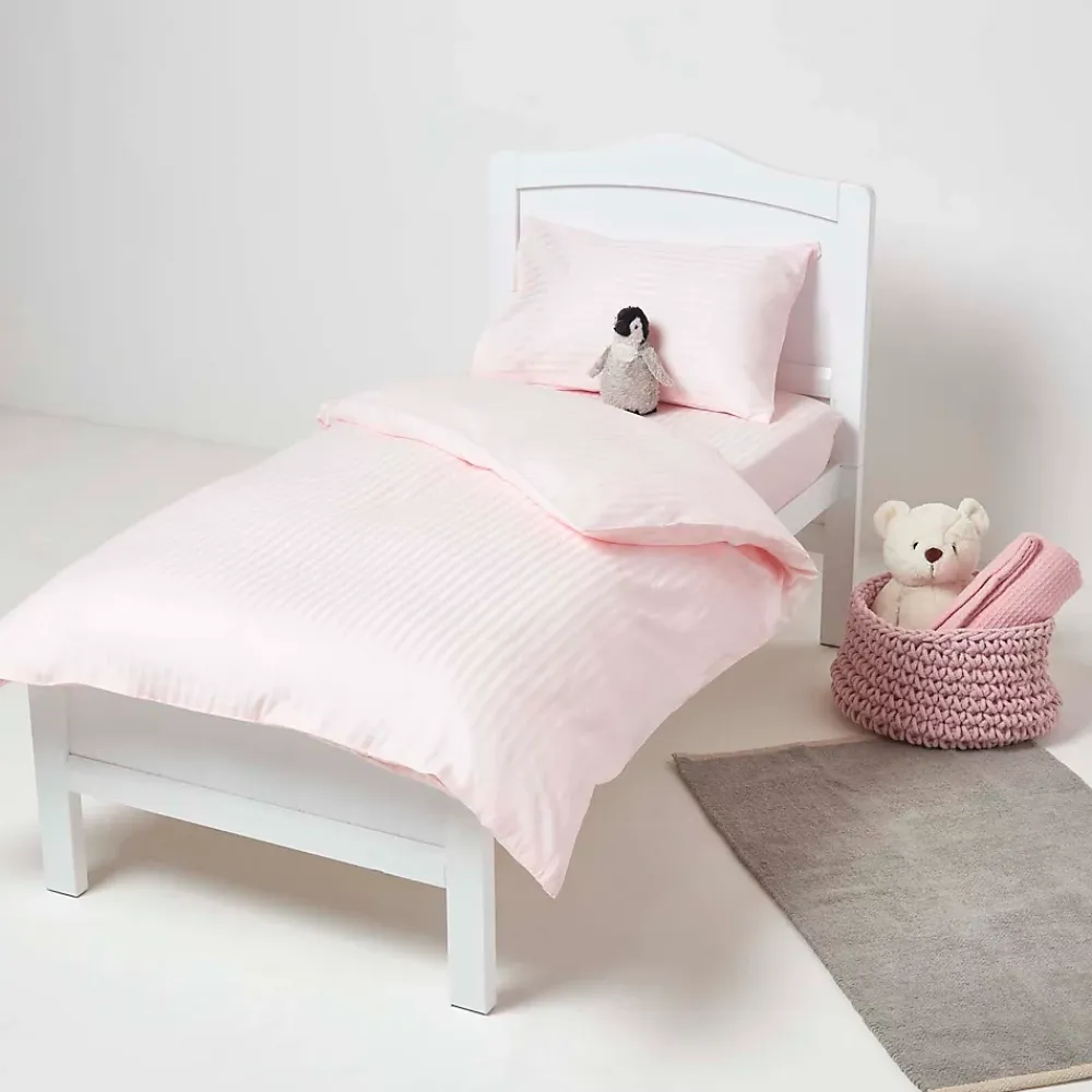 Homescapes Taies d'oreiller enfant rose satin rayé en coton égyptien 330 fils, 40x60 cm, lot de 2 -* Taie D'Oreiller