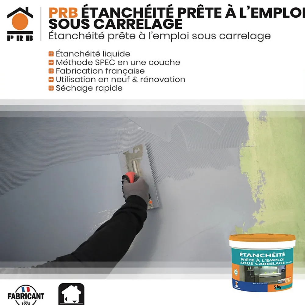 Étanchéité Prête à l Emploi Sous Carrelage 5kg - Protection Imperméable - Application Facile - Idéal Avant Pose de Carrelage>Prb